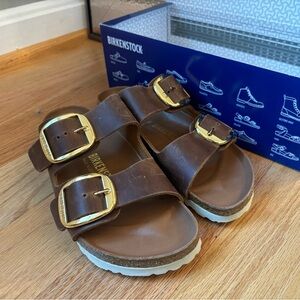 NEW Birkenstock Arizona Big Buckle in Oiled Leather Cognac 37